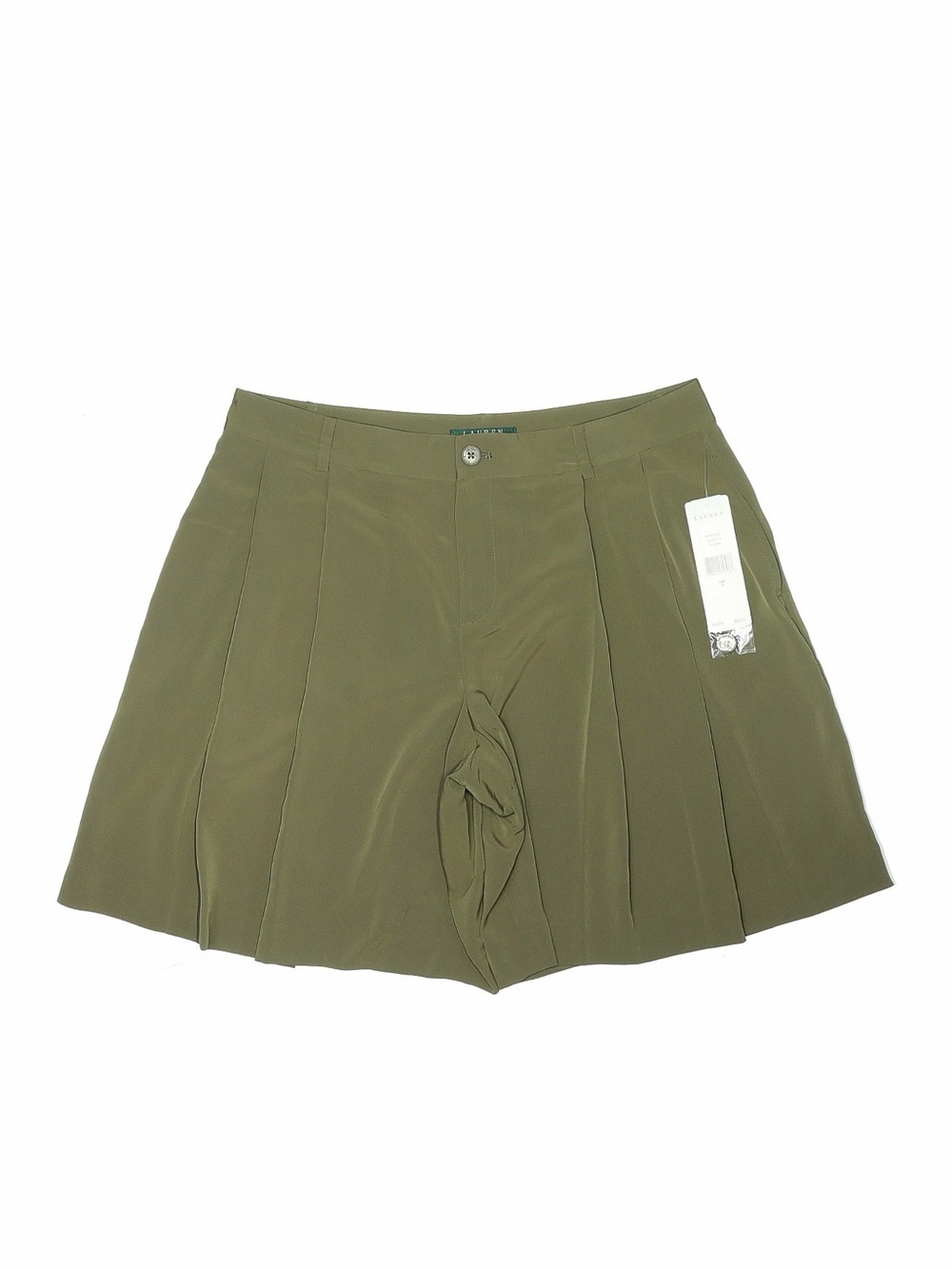 NWT Ralph Lauren Women's Olive Green Pleated Skort - Classic Tailored Style